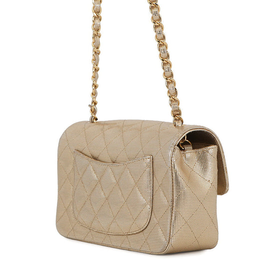 CHANEL Mini Matelasse Single Chain Bag MetalicGoldA69900 Leather Size 20