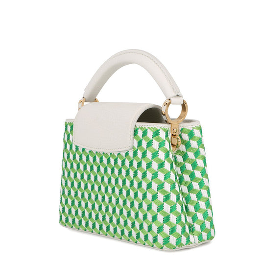 LOUIS VUITTON Capucines Green/WhiteM59879 Taurillon Leather Textile Size MINI