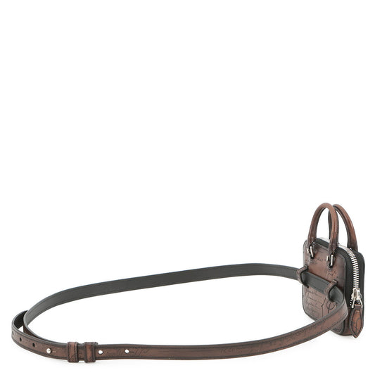 Berluti Anne Jules Nano Scritto Swipe Leather Pouch Brown Leather