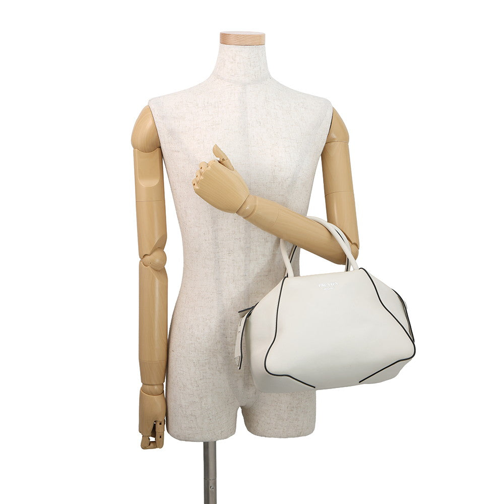 PRADA Supernova 2WAY Bag White1BA365 Leather Size Medium
