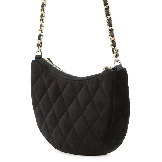 CHANEL 2024 Year Gift: Matelasse Chain Shoulder Bag Black Velour
