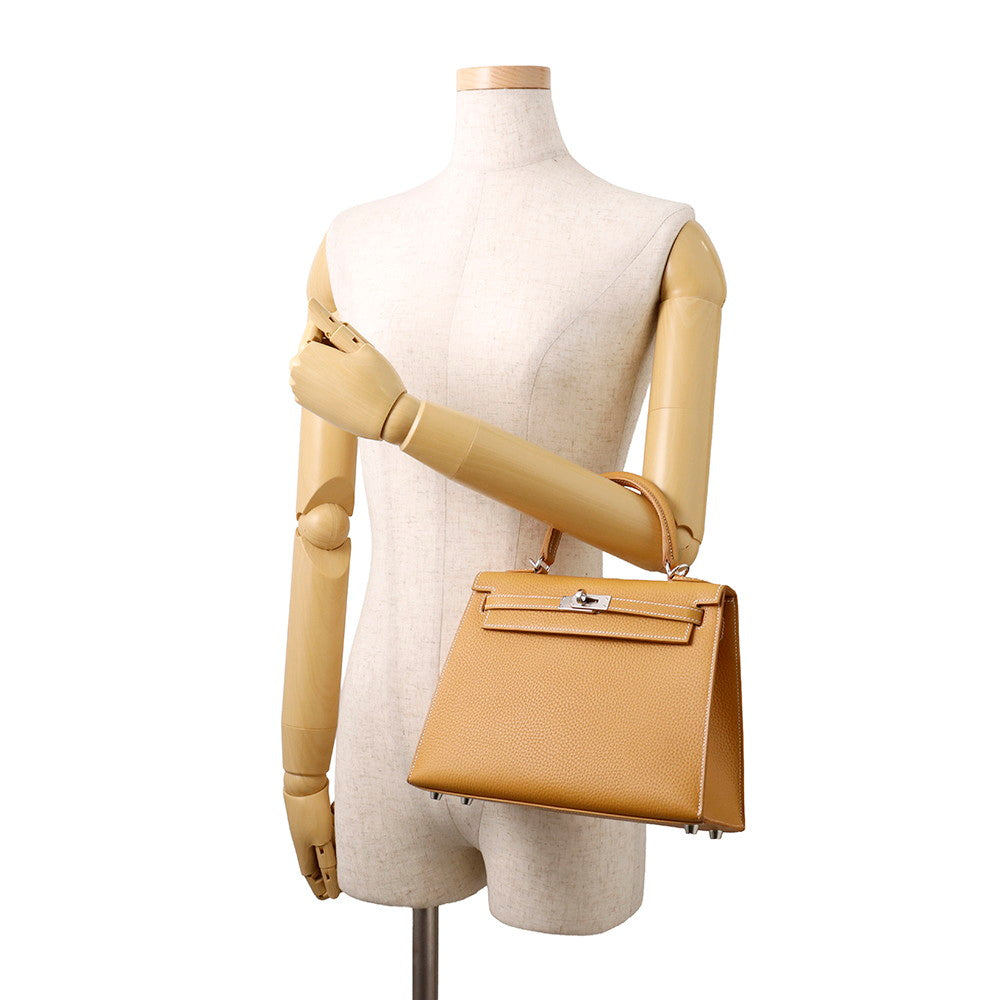 HERMES Kelly Sellier Natural Sable Natural Grenade Size 25