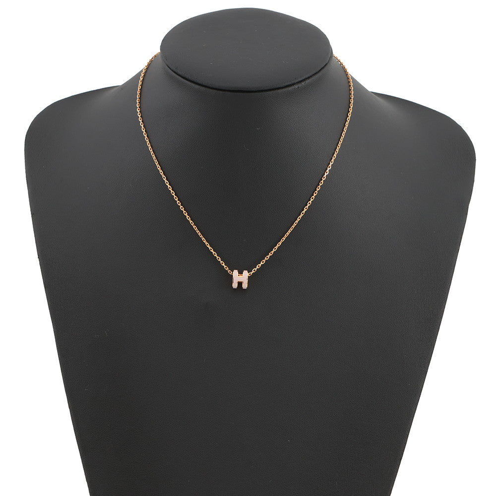 HERMES Pop Ash Necklace Size Mini Rose Dragee Gold Plated Lacquer