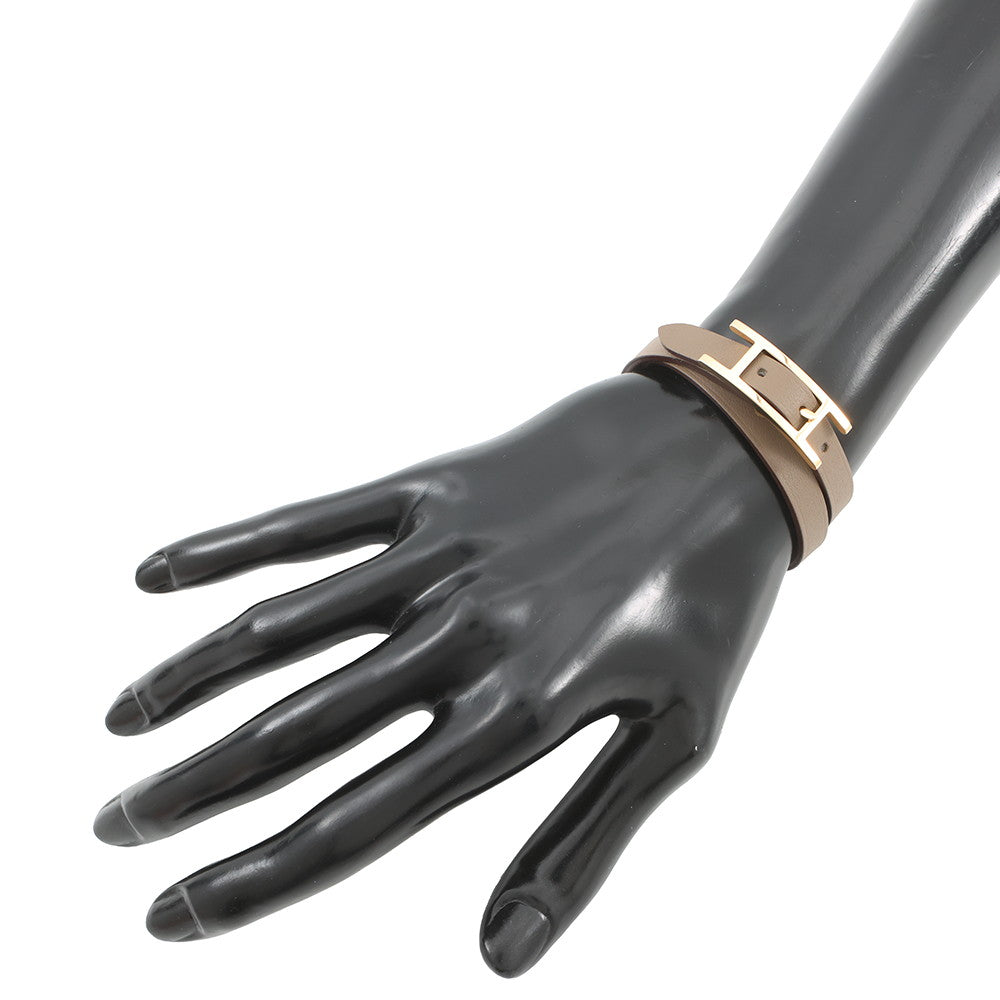 HERMES Be Api de Bourtour Bracelet Size T2 Etoupe/Nata Swift Leather