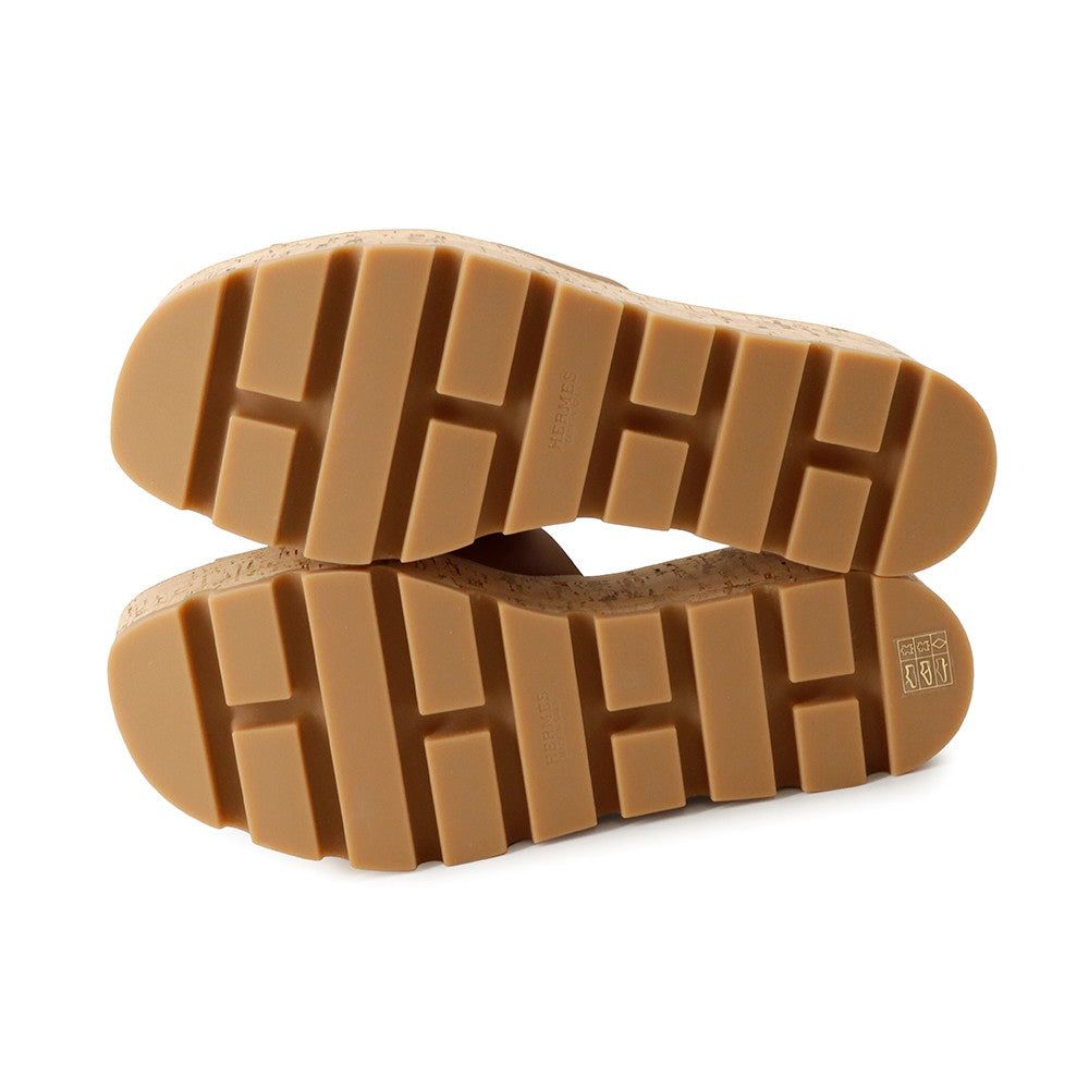 HERMES Eze 30 Sandals GoldH221026Z Calf Leather Size 37