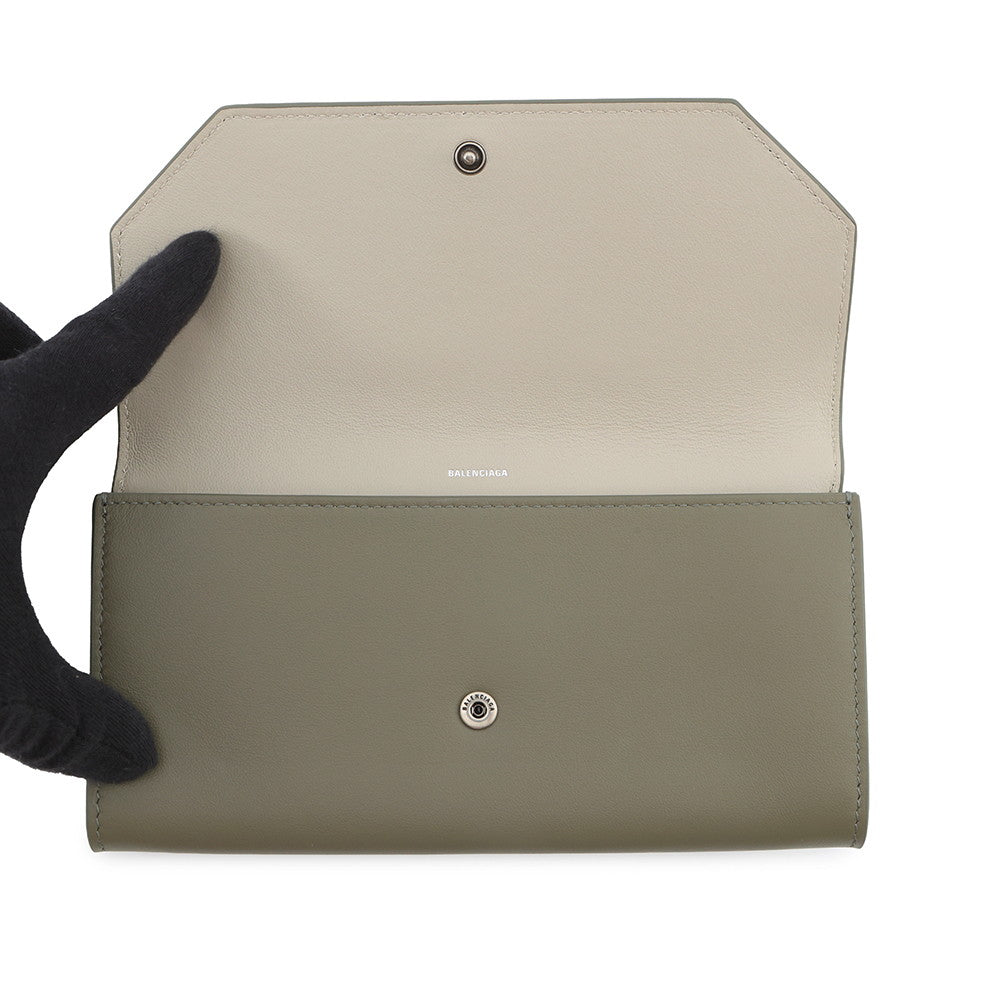 BALENCIAGA Envelope Long Wallet Card Holder Japan Limited Edition Army Green7861712AABX3262 Smooth Calf Leather