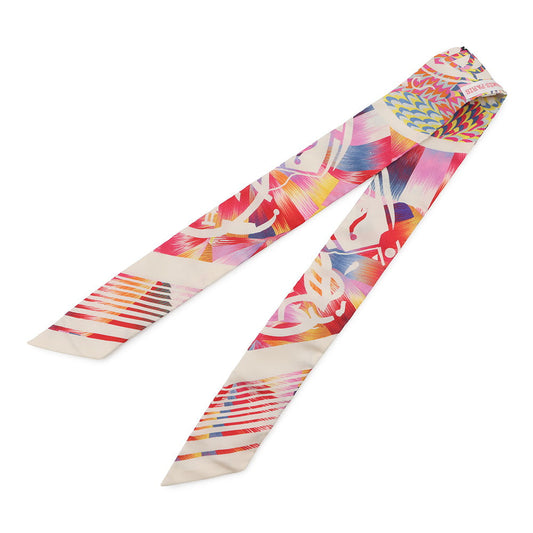HERMES Twilly Ex-Libris Kyoto Marble EX-LIBRIS MARBLE Rose/Blanc/Blue Silk100%