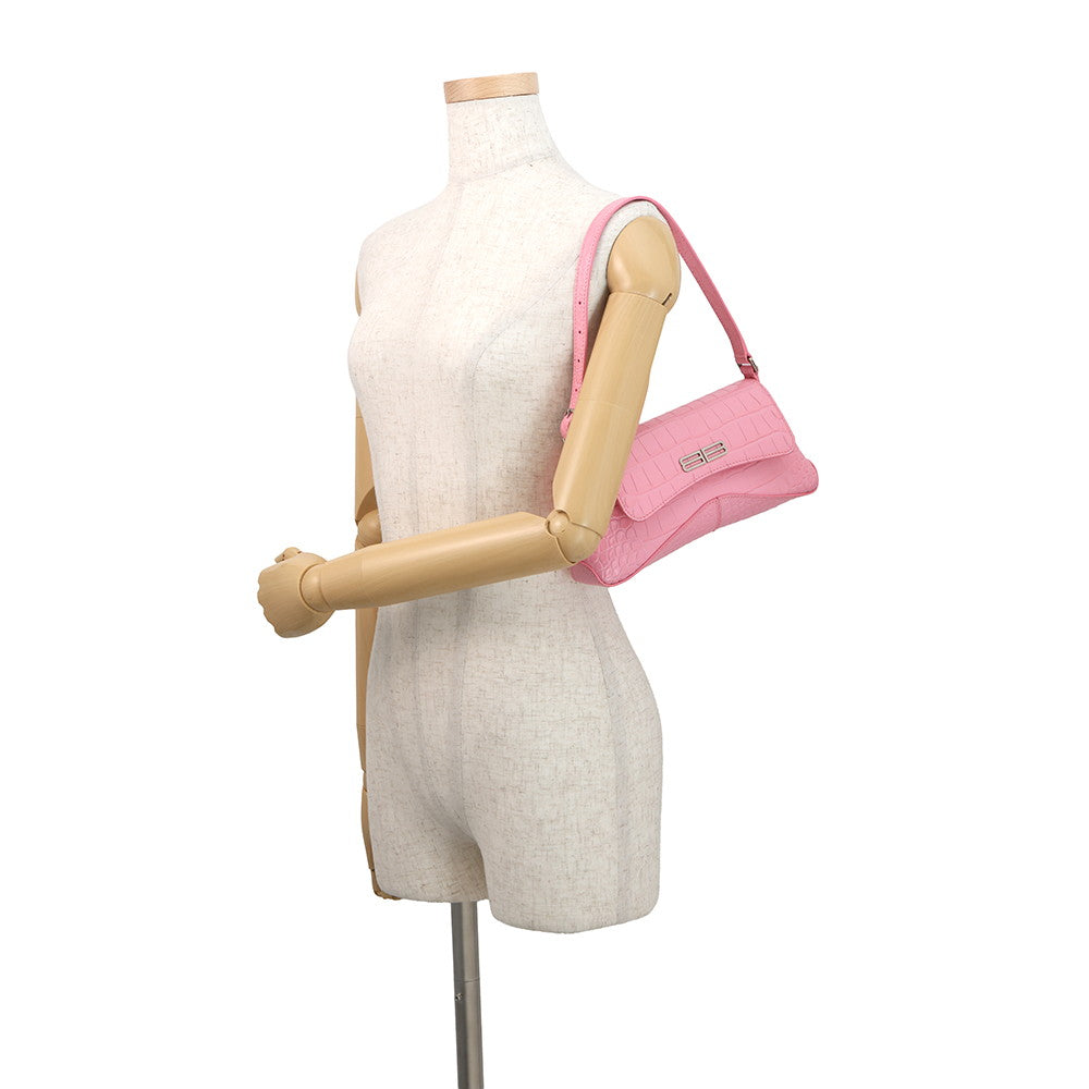 BALENCIAGA XX Cross Body Bag Pink6956452108X5812 Croco embossed leather Size Small