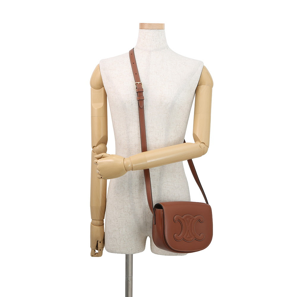 CELINE Folco Cuir Triomphe Shoulder Bag Tan198263DU3.04LU Smooth Calf Leather