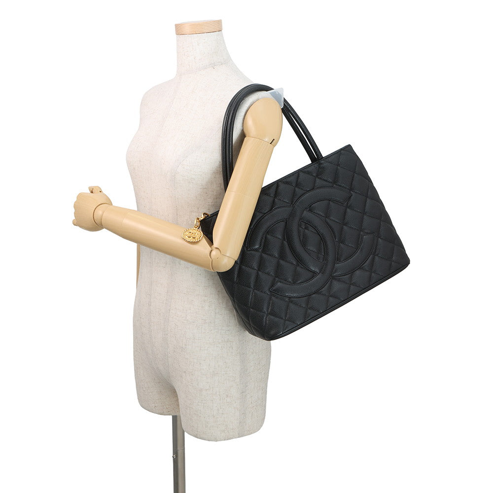 CHANEL Medallion Tote BlackA01804 Caviar Leather