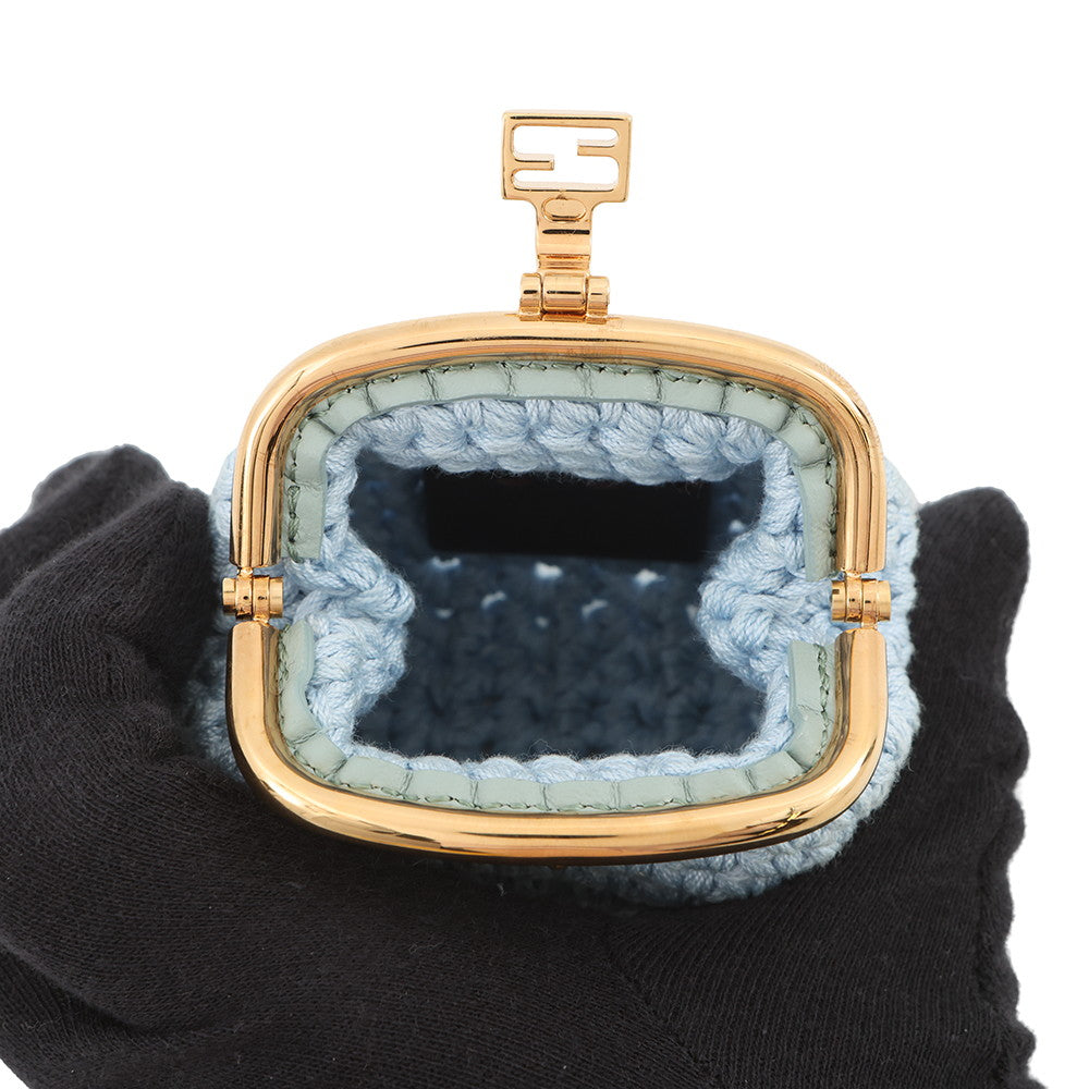 FENDI Kiss Lock Coin purse Light Blue8M0454 AFGX Cotton