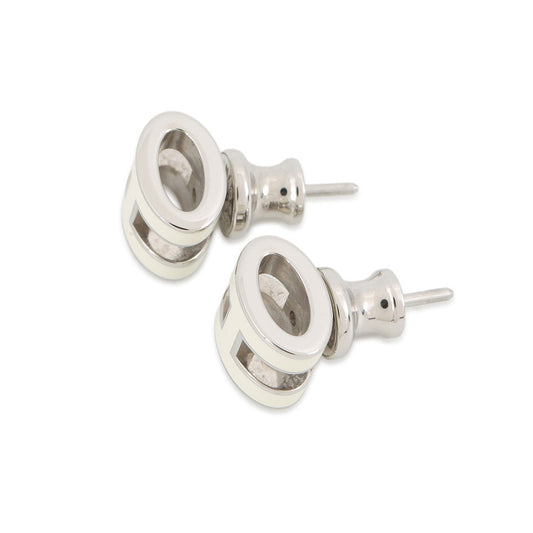 HERMES Pop Ash Earrings Size Mini White Gold Plated Lacquer