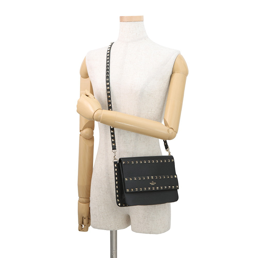 Valentino Garavani RockStudded Shoulder Bag BlackTW2B0E86YRK_0NO Leather Size Small
