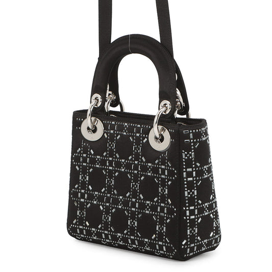 Dior Cannage Lady Dior 2-Way Handbag BlackM0500PRTC_M911 Satin Bijoux Size Mini