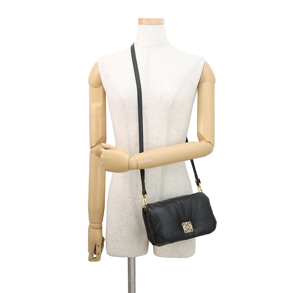 LOEWE Goya Puffer Bag Shoulder Bag BlackA896W56X01 Shiny Napa Lambskin Size Mini