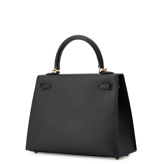 HERMES Kelly Sellier Black Epsom Size 25
