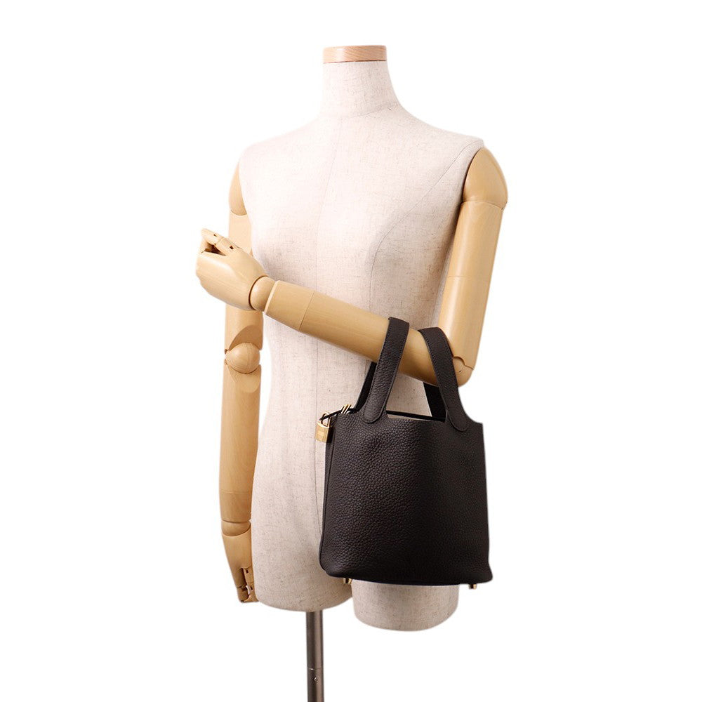 HERMES Picotin Lock Pull Noir Taurillon Clemence Size PM
