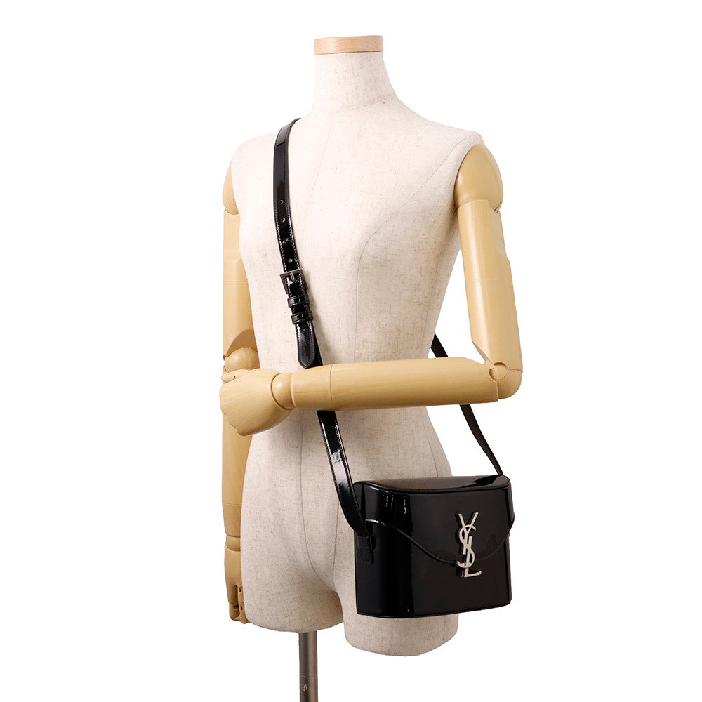 SAINT LAURENT PARIS June Shoulder Bag Black713700AAAWT1000 Patent Leather