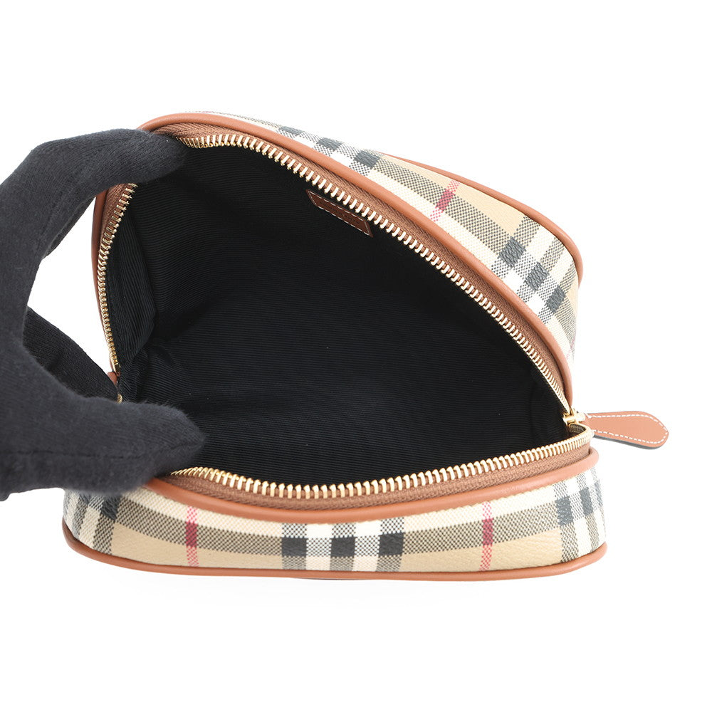 BURBERRY Novacheck Cosmetic Pouch Archive Beige80944191 PVC Leather Size Small