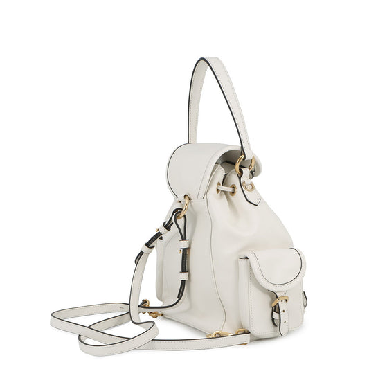 MIUMIU Logo Backpack White5BZ043 Leather Size Medium