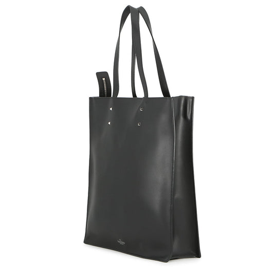 Valentino Garavani VLTN Logo Rock Studded Tote Bag Black Leather