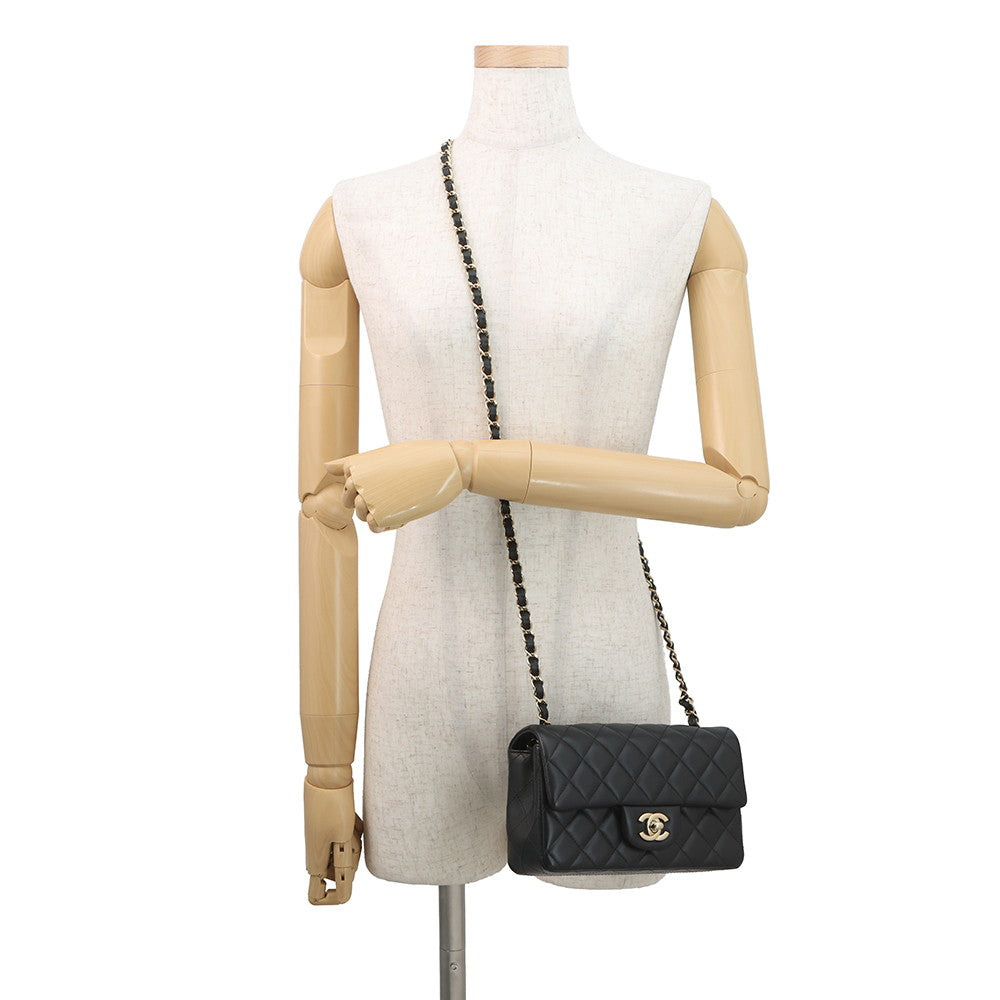 CHANEL Mini Matelasse ChainShoulder Bag BlackA69900 Lambskin Size 20
