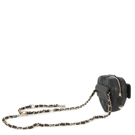 CHANEL Matelasse Heart Chain Shoulder Bag BlackAP2787 Lambskin