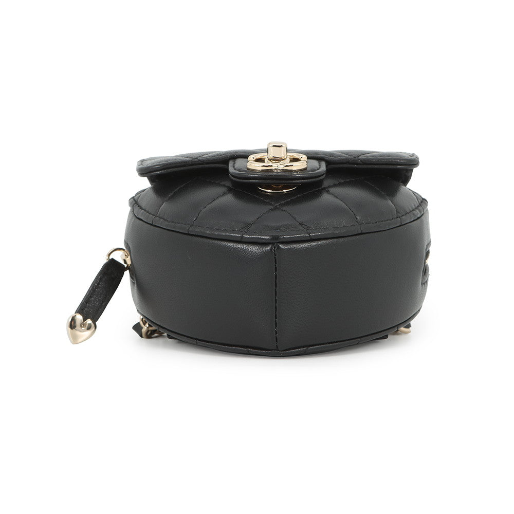 CHANEL Matelasse Heart Chain Shoulder Bag BlackAP2787 Lambskin