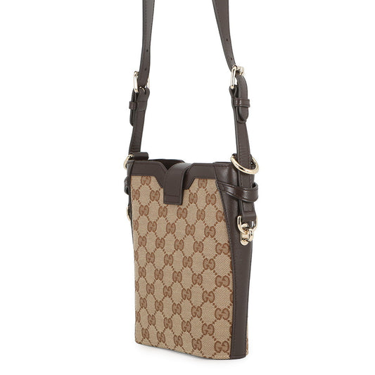 GUCCI Mini Bucket Shoulder Bag Beige/Brown782919 GG Canvas Leather