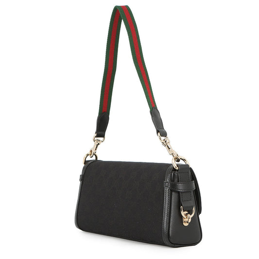GUCCI Luce Shoulder Bag Black786027 GG Canvas Leather Size Small