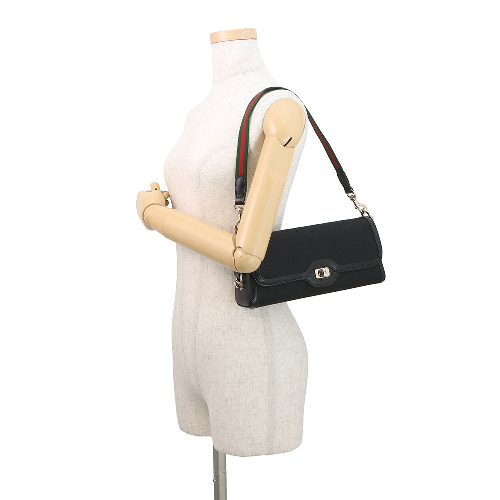GUCCI Luce Shoulder Bag Black786027 GG Canvas Leather Size Small