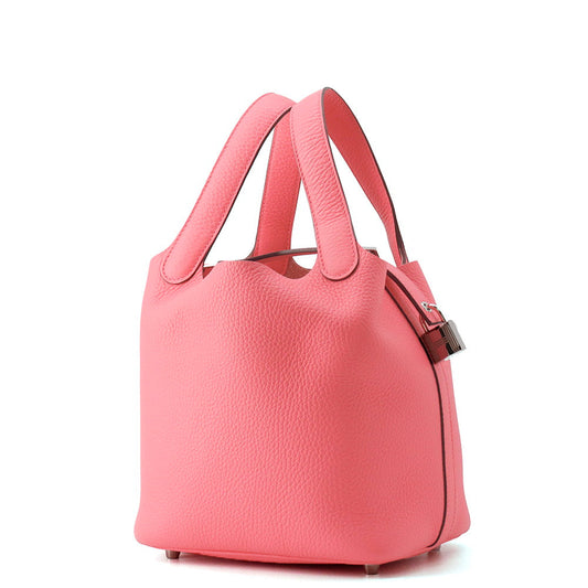 HERMES Picotin Lock Rose Azalee Taurillon Clemence Size PM