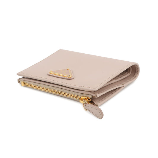 PRADA Triangle Logo Compact Wallet Jasmin Flower1ML050 Leather