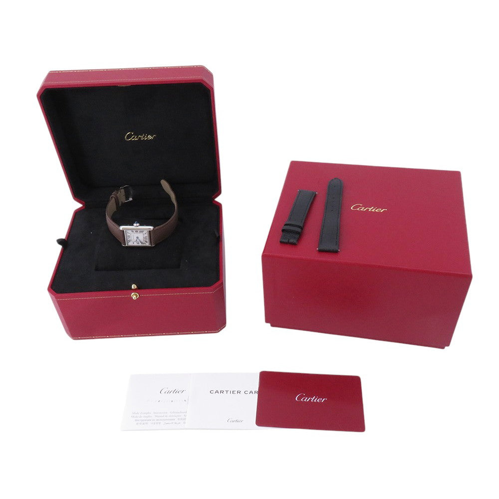CARTIER tank mast SM H29.5mmxW22mm Stainless Steel Leather Silver DialWSTA0042