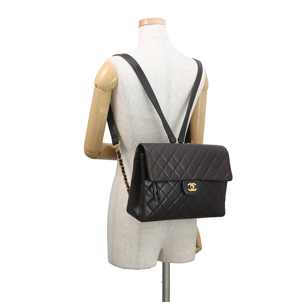 CHANEL Matelasse Backpack Black Lambskin