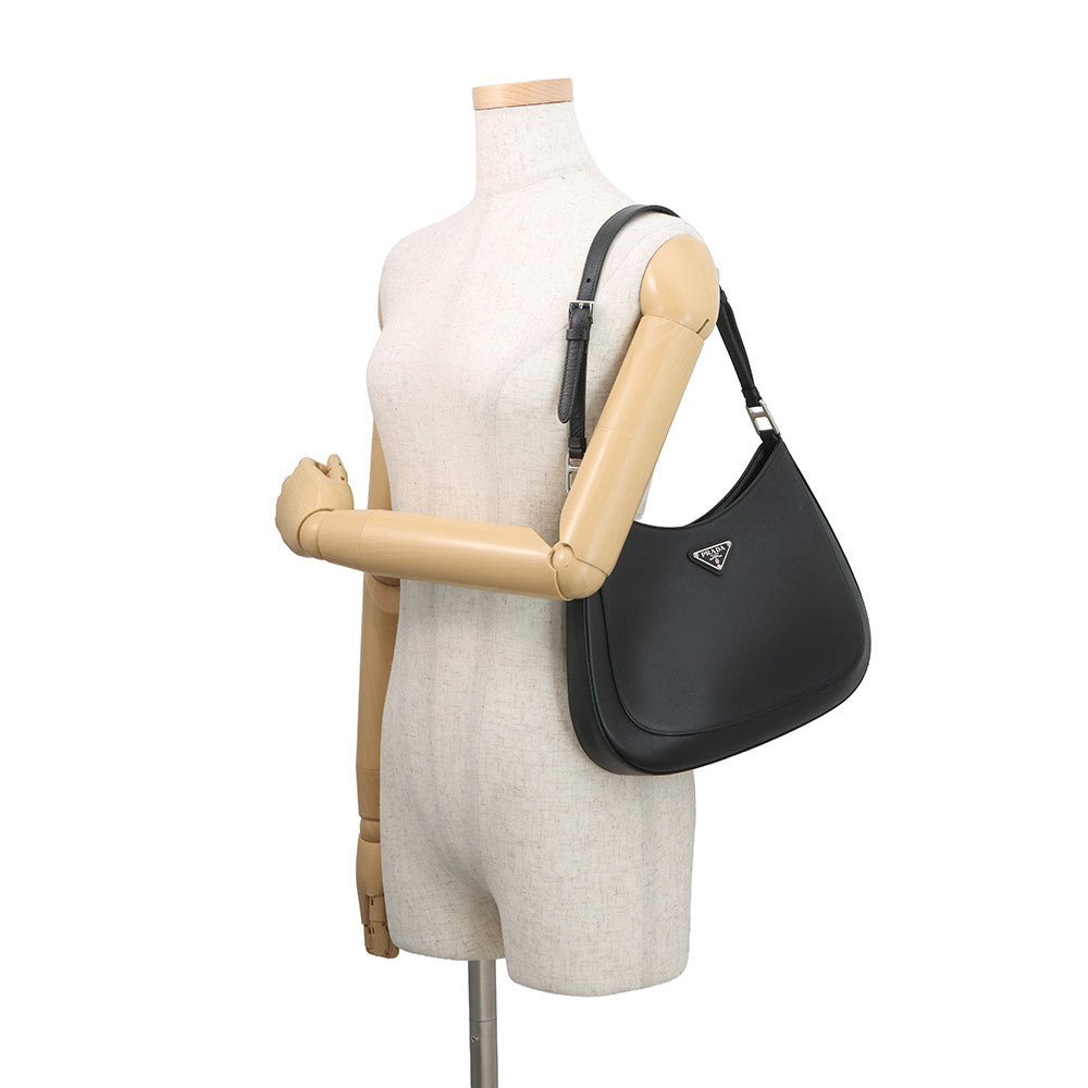 PRADA Saffiano Leather Cleo Shoulder Black Leather