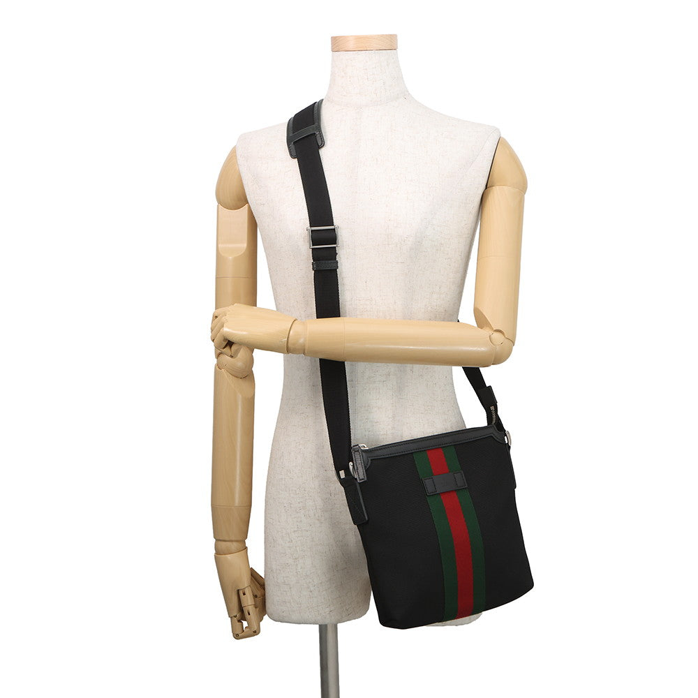 GUCCI Cherie line Shoulder Bag Black631195 Canvas Leather