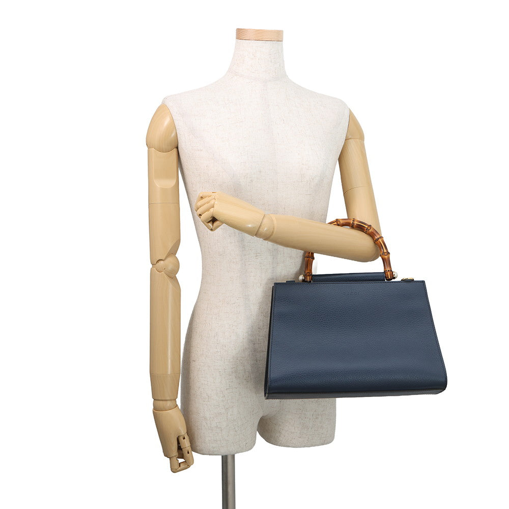 GUCCI Bamboo Nimfair 2WAY Bag Navy459076 Leather