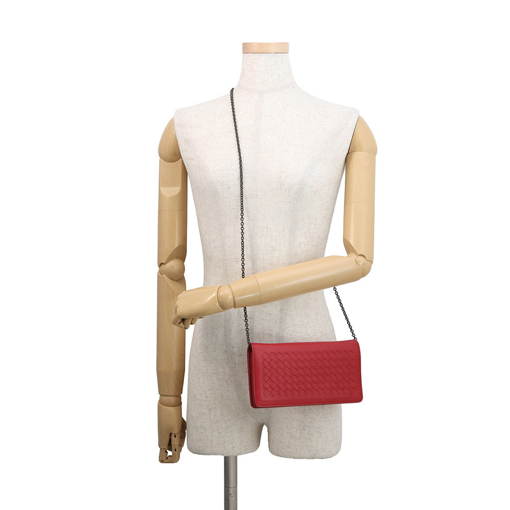 Bottega Veneta INTRECCIATO Chain wallet Red586906 Leather