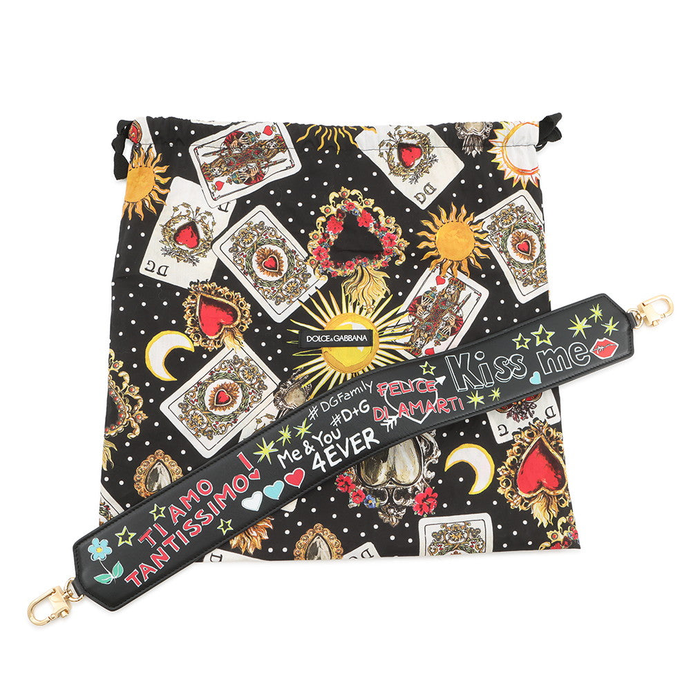 DOLCE&GABBANA CLEO Graffiti 2wayShoulderClutch Black/Multicolor Leather