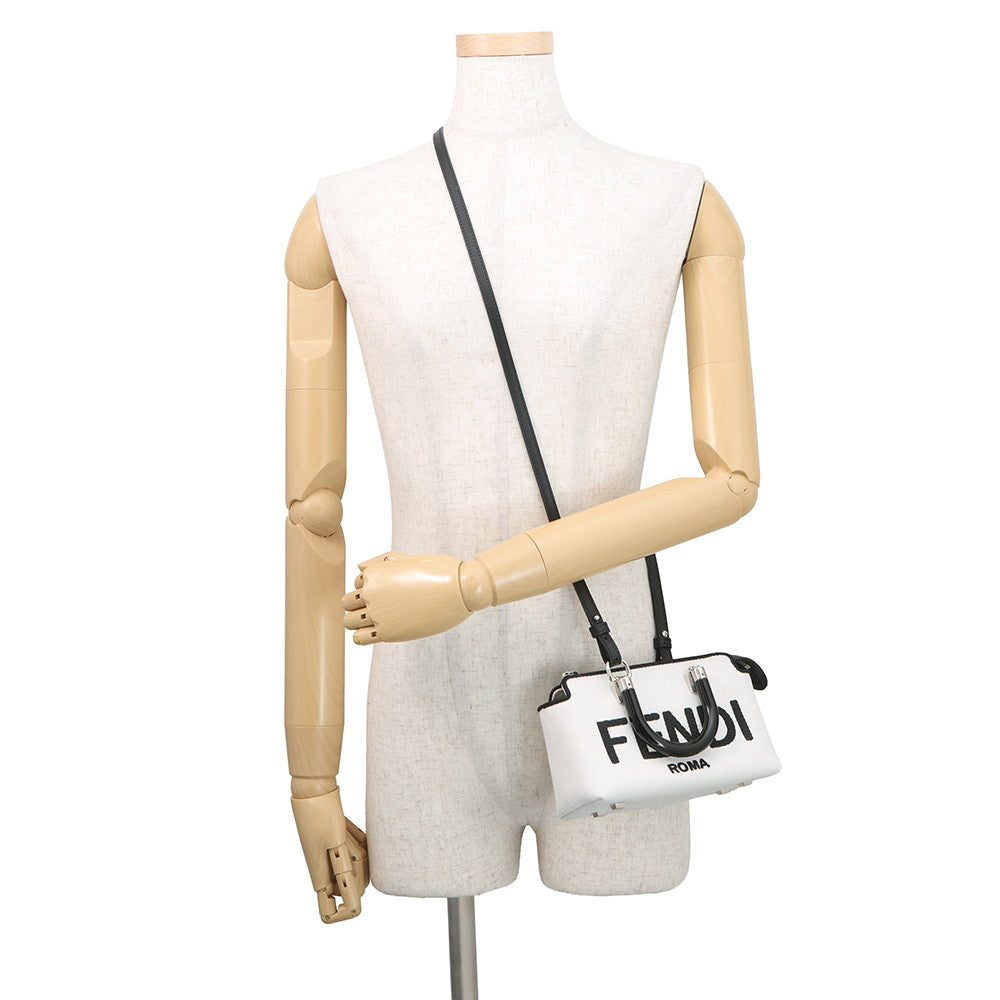 FENDI By the Way Shoulder Bag White/Black8BS067 Canvas Size Mini