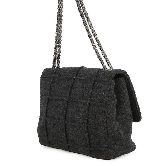 CHANEL 2.55 Double Chain Shoulder GrayA37590 Felt