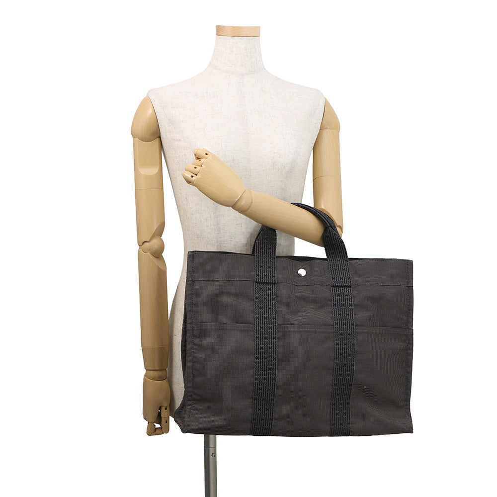 HERMES Her Line Tote Bag Gray Canvas Size MM