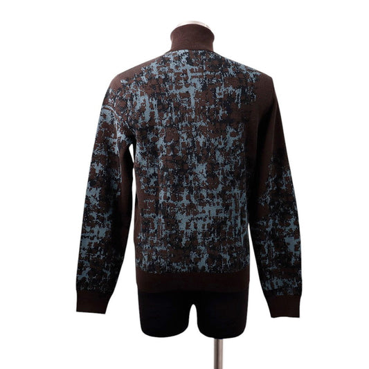 HERMES Turtleneck knit sweater Size XS Brown/Camouflage Wool79% Rayon14% Nylon7%