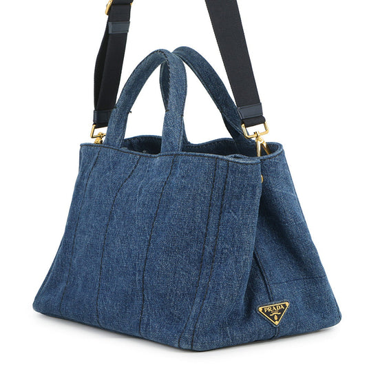 PRADA Canapa 2WAYBag Blue1BG642 Denim Size Medium