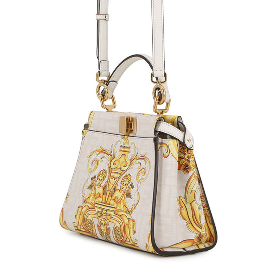 FENDI Fendace Peekaboo White/Yellow8BN244 Leather Size Mini