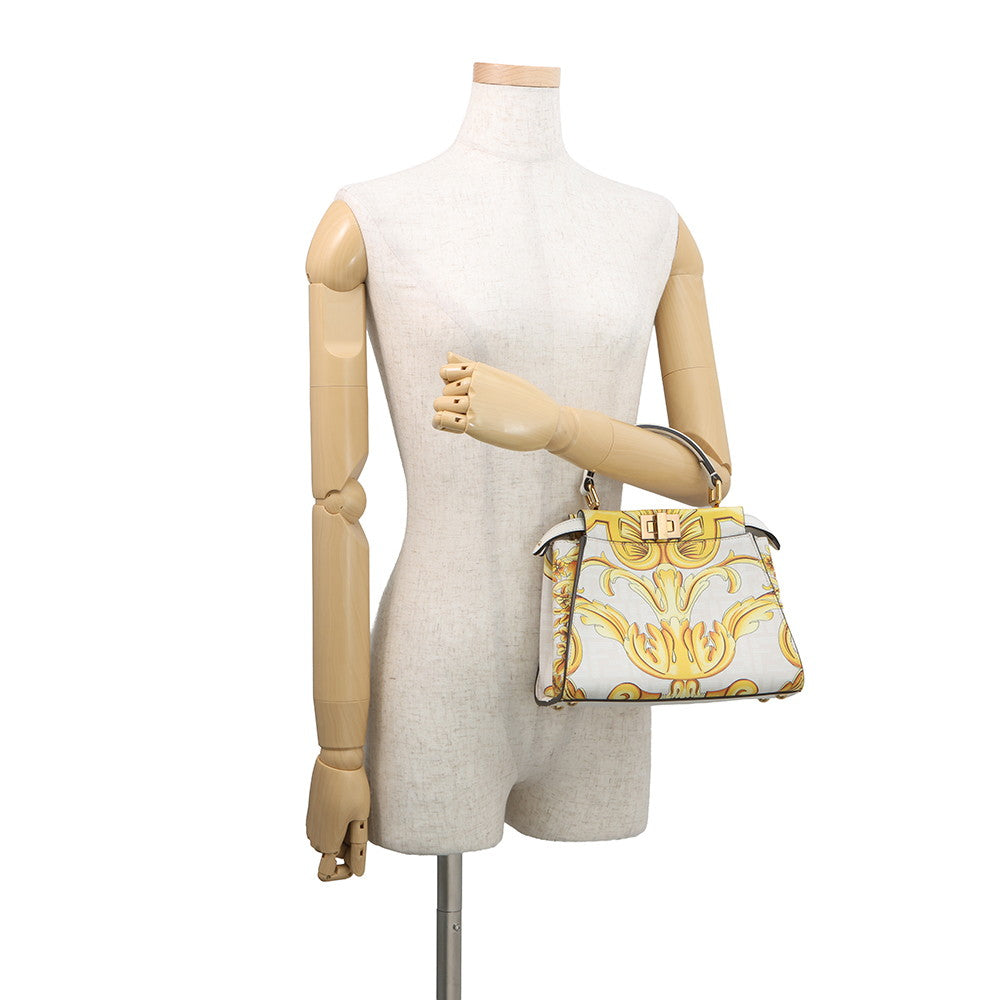 FENDI Fendace Peekaboo White/Yellow8BN244 Leather Size Mini