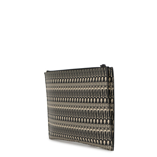 SAINT LAURENT PARIS Skull Print Tablet Case Clutch Bag Black/Beige397294DQD1U1070 Leather