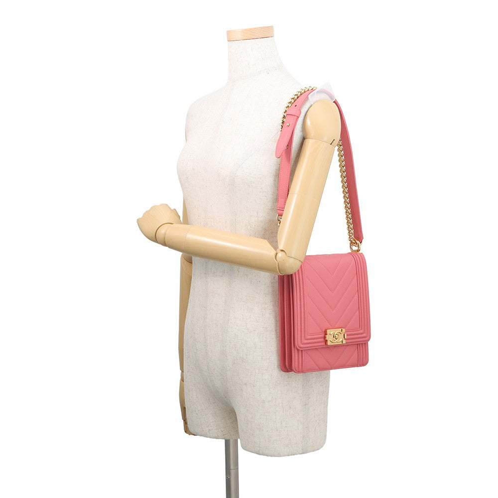 CHANEL Boy Chanel ChainShoulder PinkAS0130 Leather