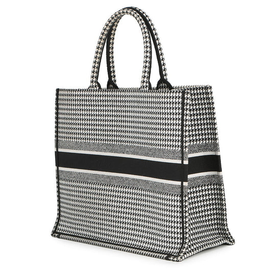 Dior Book Tote Houndstooth White/BlackM1286ZRPI_M081 Canvas Size Large